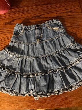 The Children's Place Denim Tiered Ruffle Skirt - Light Blue